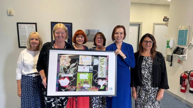Art work created by caring creative writers presented to Trust Board