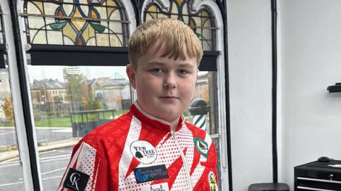 Antrim darts prodigy 'The Shield' shows off his skills in Gibraltar