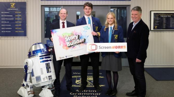 Communities Minister visits screen stars at Antrim Grammar